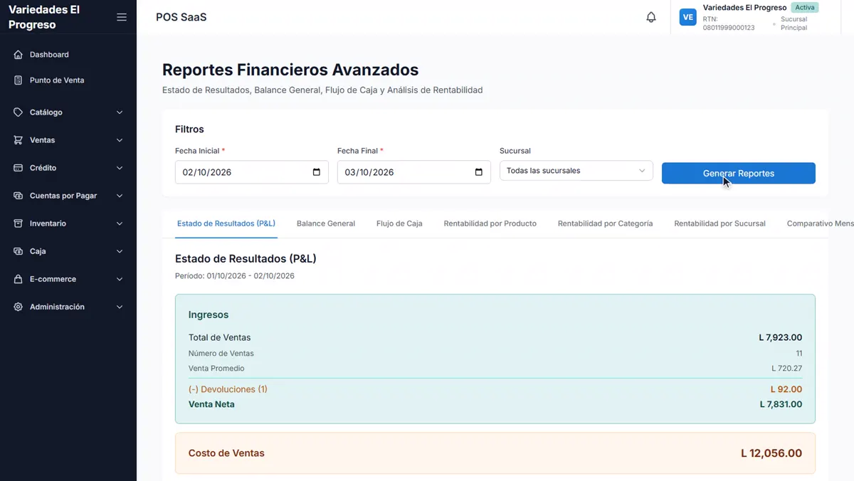 Reportes financieros con el estado de resultados
